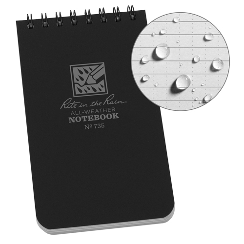 Pocket Top-Spiral Notebook, Soft Cover, Black, 100 Pages, 3" W x 5" L Oxford Builders Supplies Inc
