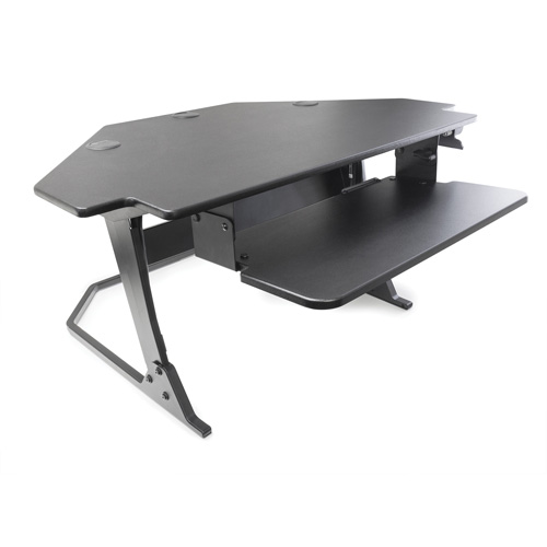 Goya Sit-Stand Corner Work Station, Desktop Unit, 20" H x 42" W x 37-4/5" D, Black Oxford Builders Supplies Inc
