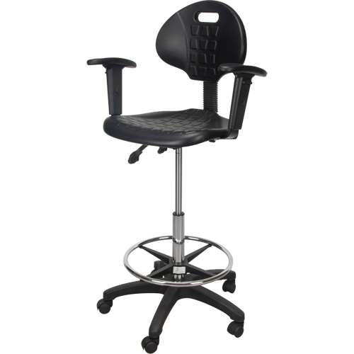 Tabouret ergonomique robuste avec accoudoirs r&eacute;glables et roulettes en nylon, Mobile, Ajustable Hauteur, Capacit&eacute; 250 lb Oxford Builders Supplies Inc