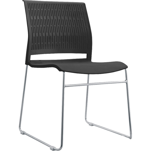 Stacking Chairs, Polypropylene, 32-3/8" High, 250 lbs. Capacity, Black Oxford Builders Supplies Inc