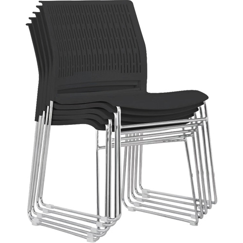 Stacking Chairs, Polypropylene, 32-3/8" High, 250 lbs. Capacity, Black Oxford Builders Supplies Inc