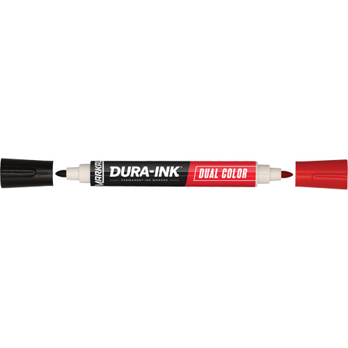 Marqueur &agrave; encre permanente et double couleur Markal Dura-Ink, Noir/Rouge, Pointe Ronde Oxford Builders Supplies Inc