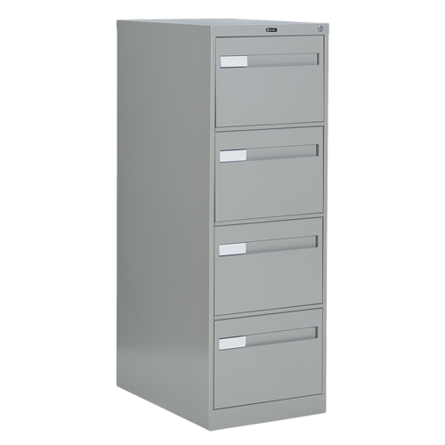 Vertical Filing Cabinet with Recessed Drawer Handles, 4 Drawers, 18.15" W x 26.56" D x 52" H, Grey Oxford Builders Supplies Inc