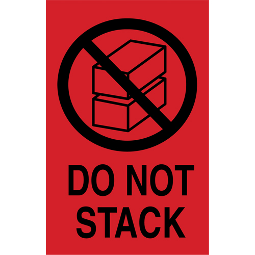 "Do Not Stack" International Shipping Labels, 6" L x 4" W, Black on Red Oxford Builders Supplies Inc