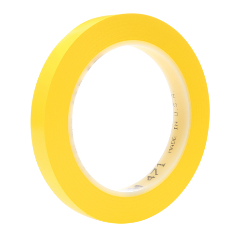 471 Vinyl Tape, 12 mm (1/2") W x 32.9 m (108') L, 5.3 mils, Yellow Oxford Builders Supplies Inc