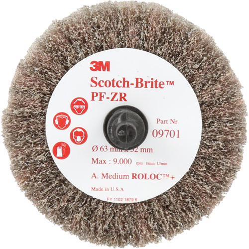 Scotch-Brite Roloc Cut and Polish Flap Brush, PF-ZR, Aluminum Oxide, Medium Grit, 2-1/2" x 1-1/4" Oxford Builders Supplies Inc