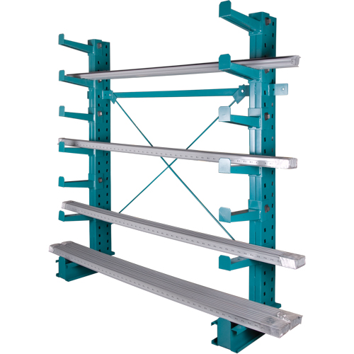 Rayonnage en porte-&agrave;-faux &agrave; barres - Charge l&eacute;g&egrave;re, Un c&ocirc;t&eacute;, Bras de 12", 75" h Oxford Builders Supplies Inc
