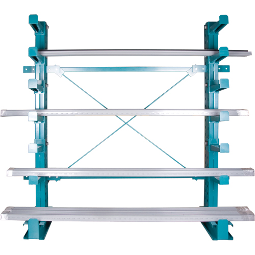 Rayonnage en porte-&agrave;-faux &agrave; barres - Charge l&eacute;g&egrave;re, Un c&ocirc;t&eacute;, Bras de 12", 75" h Oxford Builders Supplies Inc