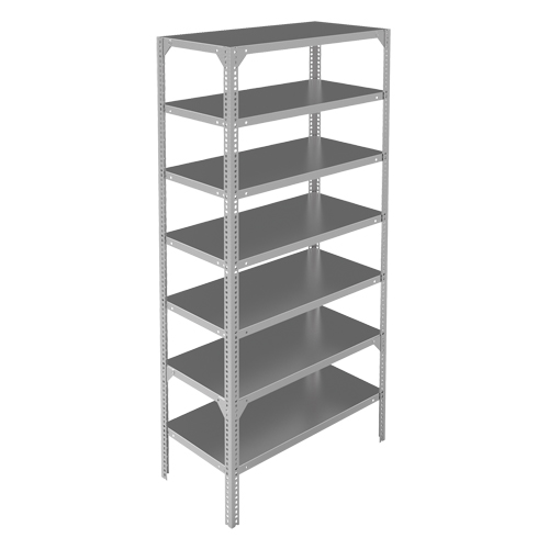 Shelving Unit, Galvanized Steel, Slotted Angle, 275 lbs. Capacity, 48" W x 84" H x 18" D Oxford Builders Supplies Inc