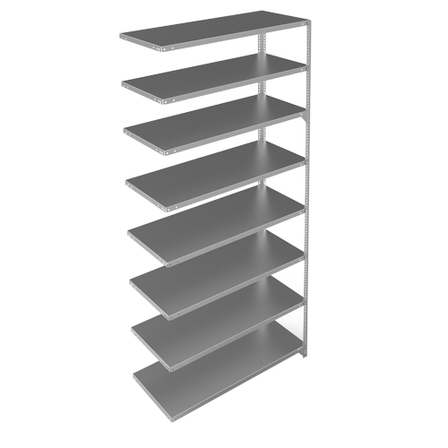Shelving Unit, Galvanized Steel, Slotted Angle, 275 lbs. Capacity, 48" W x 96" H x 18" D Oxford Builders Supplies Inc