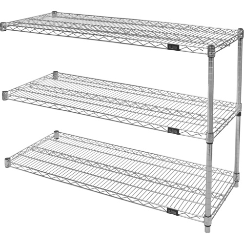 Heavy-Duty Chromate Wire Shelving, Add-On Kit, 3 Tiers, 30" W x 33" H x 14" D Oxford Builders Supplies Inc