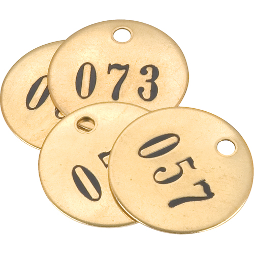 Numbered Tags, # 051 - 075, Brass, 1" dia Oxford Builders Supplies Inc