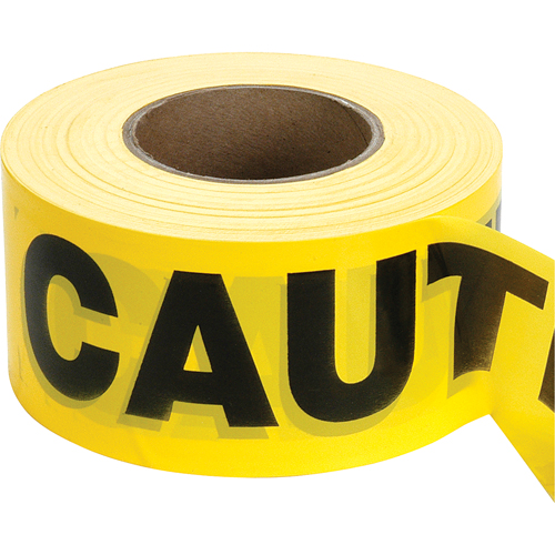 Barricade Tape, English, 3" W x 1000' L, 2 mils, Black on Yellow Oxford Builders Supplies Inc
