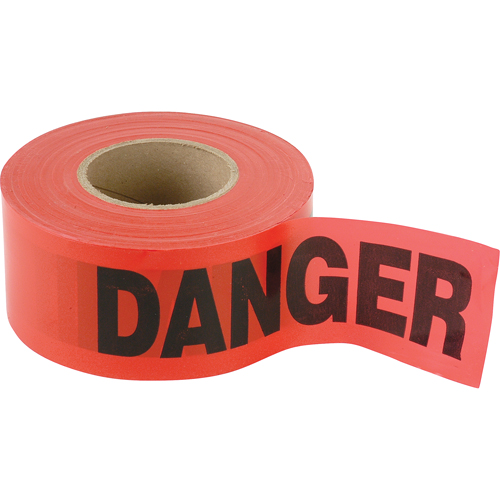 Standard Smaller Barricade Tape, English, 3" W x 300' L, 2 mils, Black on Red Oxford Builders Supplies Inc