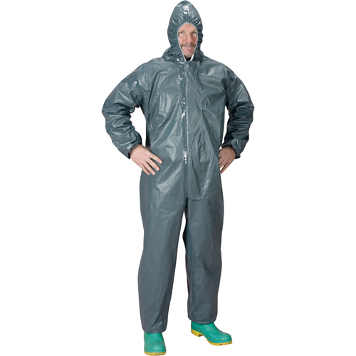 2.0 Mil CRFR Hooded Coveralls, Small, Grey, FR Treated Fabric Oxford Builders Supplies Inc