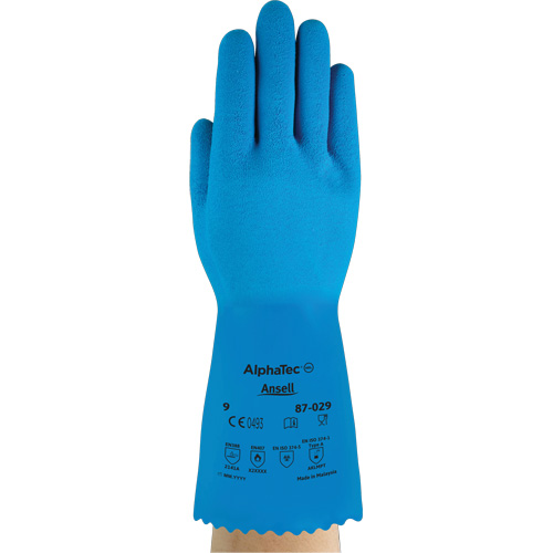 Gants AlphaTec 87-029, Taille Moyen/8, 12" lo, Latex de caoutchouc, Doublure en Nylon, 50 mils Oxford Builders Supplies Inc