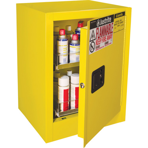 Armoire de s&eacute;curit&eacute; d'&eacute;tabli pour produits inflammables EX Sure-Grip, 24 gal., 1 Porte(s), 21" La x 27" h x 18" p Oxford Builders Supplies Inc