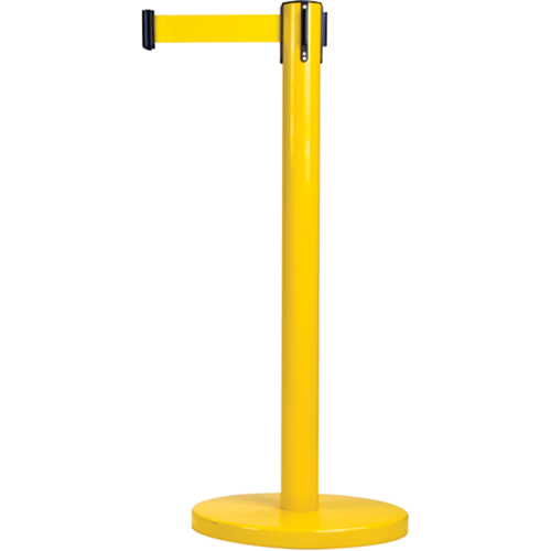 Barri&egrave;res sur pieds pour le contr&ocirc;le des foules, Acier, 35" h, Ruban Jaune, Longueur du ruban 7' Oxford Builders Supplies Inc