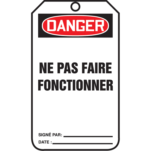 &eacute;tiquettes de verrouillage, Papier cartonn&eacute;, 3-1/8" la x 5-7/8" h, Français Oxford Builders Supplies Inc