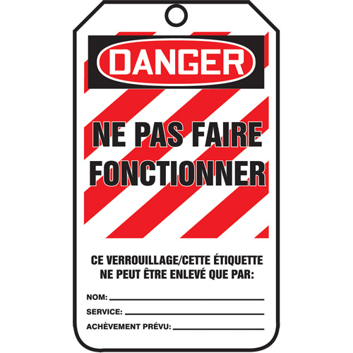 &eacute;tiquettes de verrouillage, Papier cartonn&eacute;, 3-1/8" la x 5-7/8" h, Français Oxford Builders Supplies Inc
