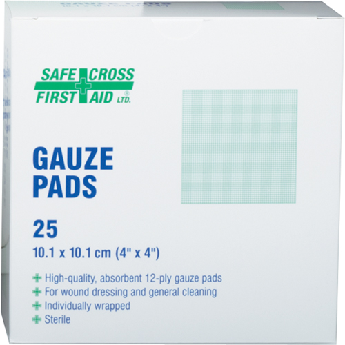 Gaze, Tampon, 4" lo x 4" la, St&eacute;rile, Dispositif m&eacute;dical Classe 1 Oxford Builders Supplies Inc
