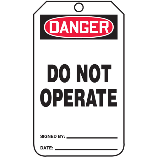 Safety Tags, Cardstock, 3-1/4" W x 5-3/4" H, English Oxford Builders Supplies Inc