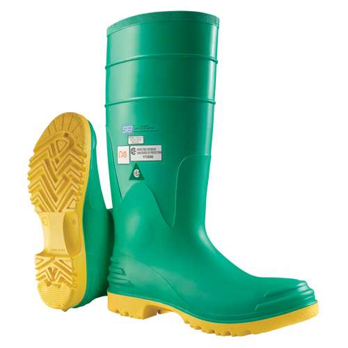 Bottes aux genoux Hazmax 16", PVC, Embout Acier, Pointure 14, Semelle R&eacute;sistant aux perforations Oxford Builders Supplies Inc