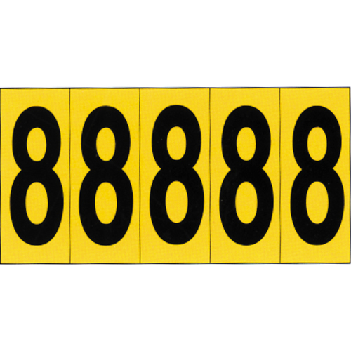 Rep&egrave;res adh&eacute;sifs &agrave; chiffres individuels, 8, 3-7/8" h, Noir sur jaune Oxford Builders Supplies Inc