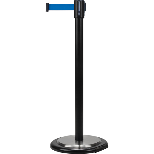 Barri&egrave;res sur pieds pour le contr&ocirc;le des foules, Acier, 35" h, Ruban Bleu, Longueur du ruban 7' Oxford Builders Supplies Inc