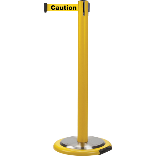 Barri&egrave;res sur pieds pour le contr&ocirc;le des foules, Acier, 35" h, Ruban Jaune, Longueur du ruban 7' Oxford Builders Supplies Inc