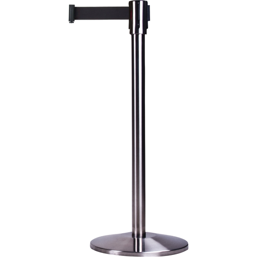 Barri&egrave;res sur pieds pour le contr&ocirc;le des foules, Acier, 35" h, Ruban Noir, Longueur du ruban 12' Oxford Builders Supplies Inc