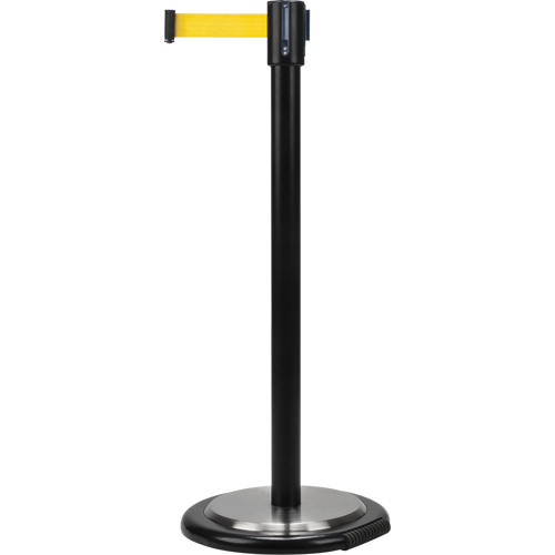 Barri&egrave;res sur pieds pour le contr&ocirc;le des foules, Acier, 35" h, Ruban Jaune, Longueur du ruban 12' Oxford Builders Supplies Inc