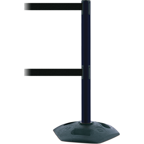 Poteau robuste &agrave; ligne double, Plastique, 38" h, Ruban Noir, Longueur du ruban 7,5' Oxford Builders Supplies Inc