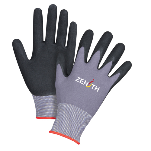 Gants ZX-1 de premi&egrave;re qualit&eacute; compatibles avec les &eacute;crans tactiles, 6/T-petit, R&ecirc;vetement Mousse de nitrile, Calibre 15, Enveloppe en Nylon Oxford Builders Supplies Inc