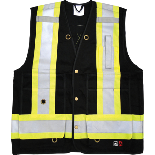 Veste de s&eacute;curit&eacute; ignifug&eacute;e pour arpenteur, Noir, Petit, Coton Oxford Builders Supplies Inc