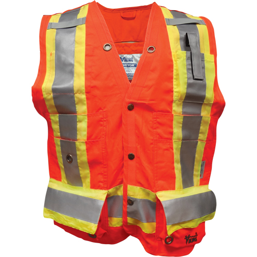 Veste de s&eacute;curit&eacute; ignifug&eacute; pour arpenteur, Orange haute visibilit&eacute;, Petit, Polyester Oxford Builders Supplies Inc