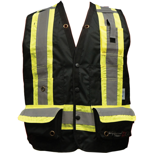 Veste de s&eacute;curit&eacute; ignifug&eacute;e pour arpenteur, Noir, Petit, Polyester Oxford Builders Supplies Inc