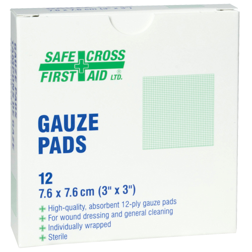 Gaze, Tampon, 3" lo x 3" la, St&eacute;rile, Dispositif m&eacute;dical Classe 1 Oxford Builders Supplies Inc