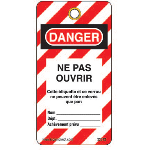 &eacute;tiquettes de verrouillage, Plastique, 3" la x 5-3/4" h, Français Oxford Builders Supplies Inc