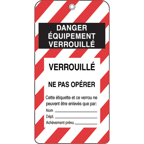 Lockout Tags, Plastic, 3" W x 5-3/4" H, French Oxford Builders Supplies Inc