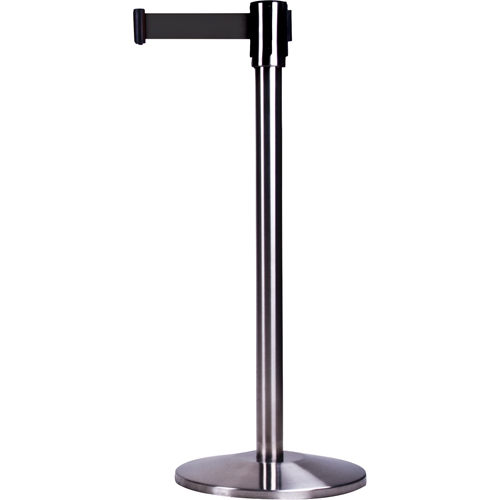 Barri&egrave;res sur pieds pour le contr&ocirc;le des foules, Acier, 35" h, Ruban Noir, Longueur du ruban 7' Oxford Builders Supplies Inc