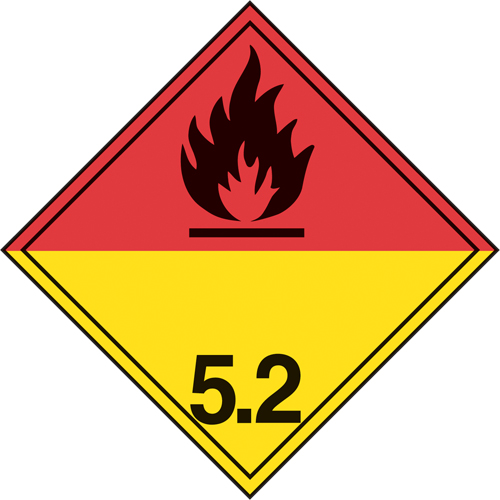 TDG Shipping Labels, Class 5.2, Organic Peroxides, Vinyl Oxford Builders Supplies Inc