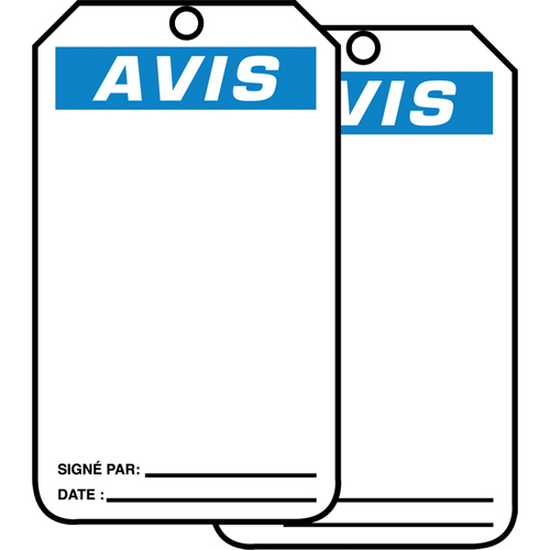 &eacute;tiquettes de s&eacute;curit&eacute; en français - &eacute;tiquettes avec ent&ecirc;ge vierge, Papier cartonn&eacute;, 3-1/8" la x 5-7/8" h, Français Oxford Builders Supplies Inc