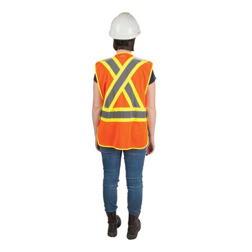 CSA Compliant High Visibility Surveyor Vest, High Visibility Orange, Medium, Polyester Oxford Builders Supplies Inc