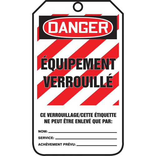 &eacute;tiquettes de verrouillage, Papier cartonn&eacute;, 3-3/8" la x 5-7/8" h, Français Oxford Builders Supplies Inc