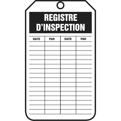 &eacute;tiquettes de s&eacute;curit&eacute; d'inspection et de contr&ocirc;le de l'&eacute;tat de l'&eacute;quipement, Papier cartonn&eacute;, 3-1/8" la x 5-7/8" h, Français Oxford Builders Supplies Inc