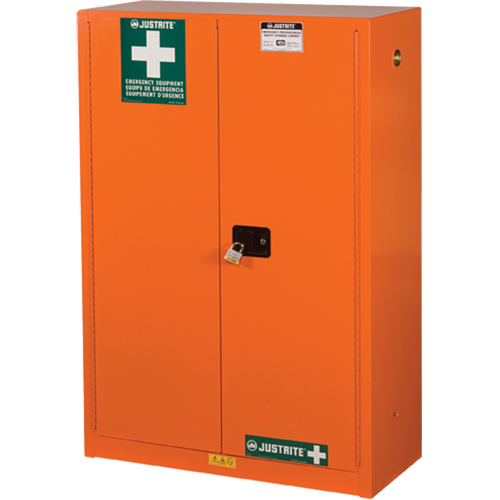 Emergency Preparedness Storage Cabinets, Steel, 4 Shelves, 65" H x 43" W x 18" D, Orange Oxford Builders Supplies Inc