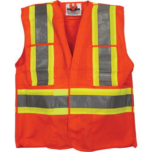Veste de s&eacute;curit&eacute; pour la circulation, Orange haute visibilit&eacute;, Moyen/Petit, Polyester Oxford Builders Supplies Inc