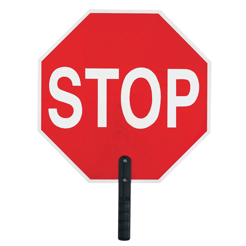Panneau de signalisation  Stop , 18" x 18", Plastique, Anglais avec pictogramme Oxford Builders Supplies Inc