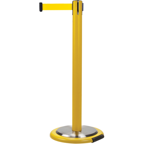 Barri&egrave;res sur pieds pour le contr&ocirc;le des foules, Acier, 35" h, Ruban Jaune, Longueur du ruban 12' Oxford Builders Supplies Inc